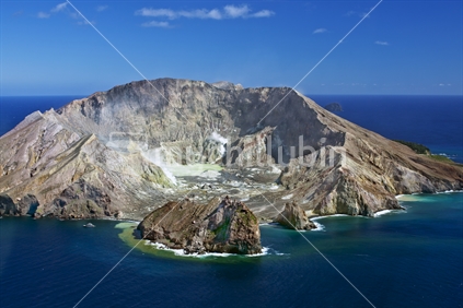 Aerial view of White Island, New Zealand's active volcano.