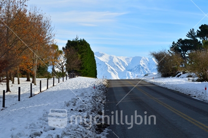 A Canterbury road leading to Southern Alps