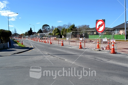 Road Works. Christchurch City. Repairs following earthquakes
