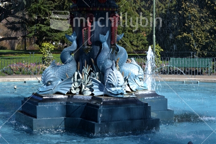 Christchurch Botanic Gardens. Peacock Fountain - detail