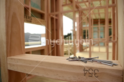 Timber framing on a building site