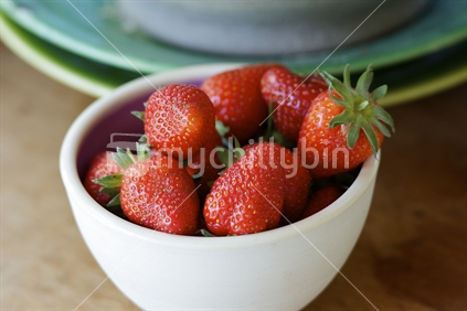 New Zealand strawberries in bowl - early summer icon.