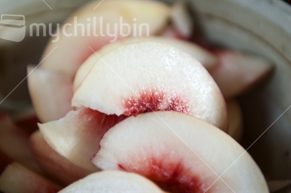 Peaches -  closeup of white sliced.