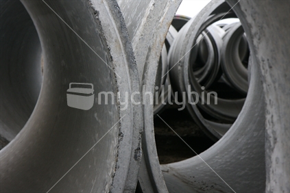 Concrete pipes waiting for installation