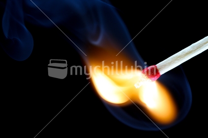 A burning match