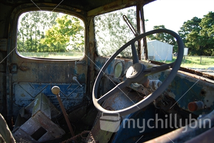 Old abandoned 1946 lorry on dairy farm in Te Aroha