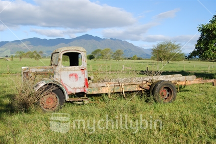 Old abandoned 1946 lorry on dairy farm in Te Aroha