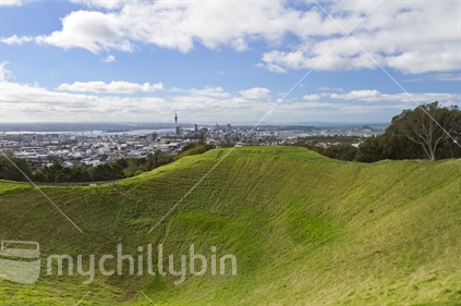 View of Auckland CBD and Mount Eden crater.