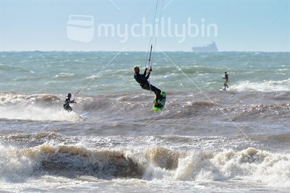 Kitesurfer with air, New Plymouth