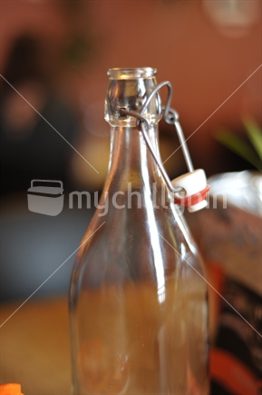 Traditional spring top cafe water bottle.