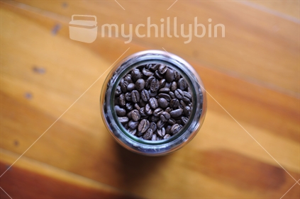 Coffee beans in a jar.