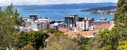 Panorama of NZ capital city Wellington, viewed from Cable Car