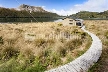 DOC hut at Green Lake, Fiordland National Park, Southland