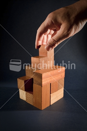 Hand building wooden blocks