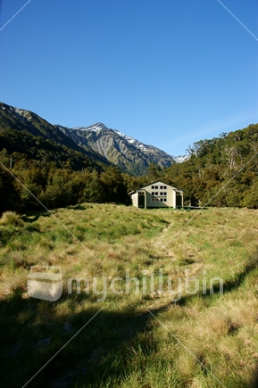 Cannibal Gorge Hut is the first on the legendary St James Walkway, Lewis Pass, New Zealand.
