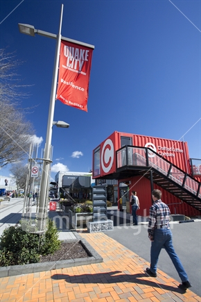 The Re-Start mall in the Christchurch red zone is made of shipping containers