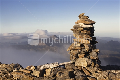 Summit cairn on top of Mt Richmond, Nelson region.