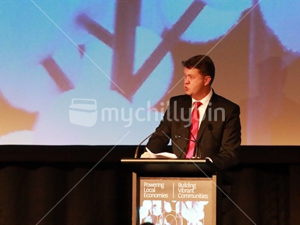 Leader of the Opposition, David Cunliffe speaks at a conference