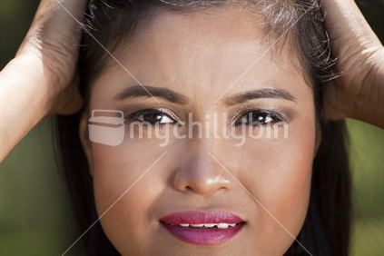 Closeup of Asian lady's face