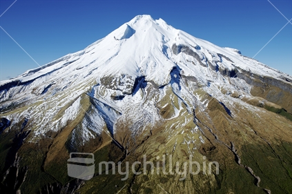 Mt Taranaki, viewed from a helicopter July 2012.