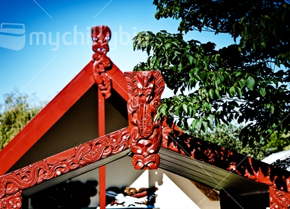 Front gate with Maori Meeting house at the rear