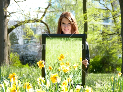 Daffodil Reflections & Young Woman