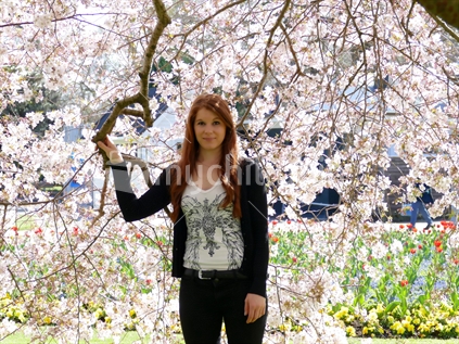 Spring Blossoms & Young Woman