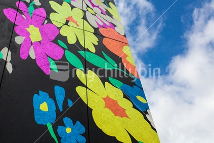 A cheerful wall mural in central Auckland