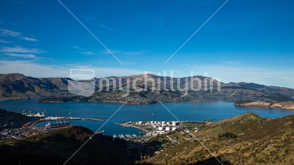 The view over Lyttelton Harbour & Port from Bridle path walkway