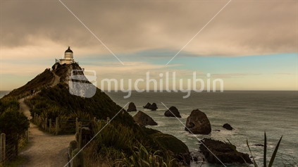 Nugget Point's lighthouse at Roaring Bay