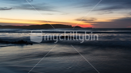 Sunrise on Curio Bay in the Catlins (long exposure)