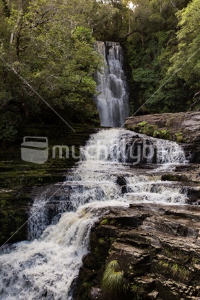 McLean Falls in the Catlins Coastal Rainforest Park. At 22 metres high, Mclean Falls is the tallest waterfall in the Catlins. 