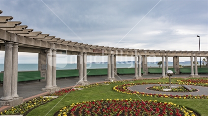 Napiers Marine Parade garden and curved walkway overlooking the Pacific ocean