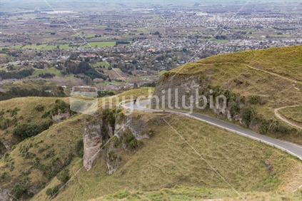 A cyclist decends from Te Mata peak in Havelock North, Hawkes Bay.
