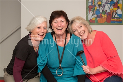 Three mature lady friends enjoying time together in a girls weekend away