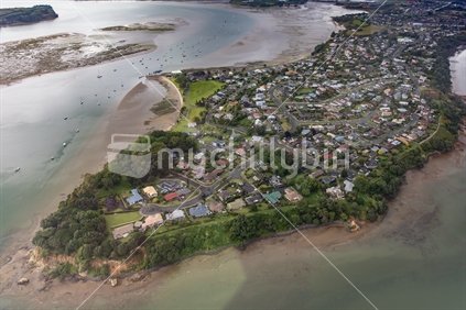 An aerial view of Omokoroa peninsular in the Bay of Plenty