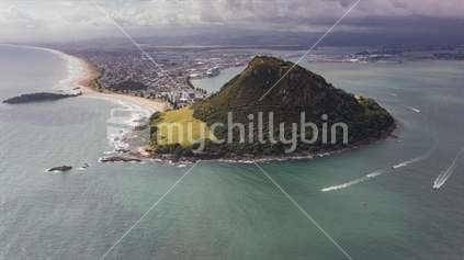 Mauao and the coastline from above