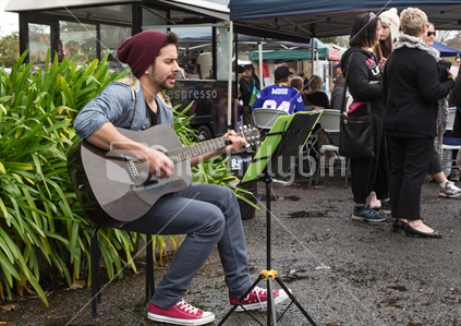 Busker at the farmers market