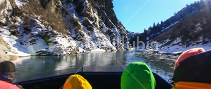 Jet boating on river in Skippers Canyon