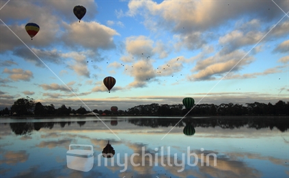 Balloons over Hamilton lake
