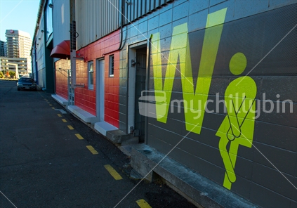 Wellington displays a sense of artistic humour in advertising a public toilet.