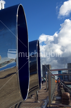 Two funnels on the quay at Wynyard quarter Auckland