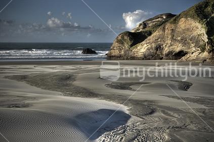 The sand dunes of Wharariki Beach on the West Coast of Golden Bay