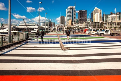 A sunny day in Wynyard Quarter of Auckland City.