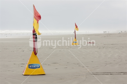 Surf lifesaving flags at beach