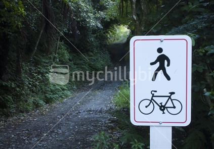 Sign on a cycling/hiking track
