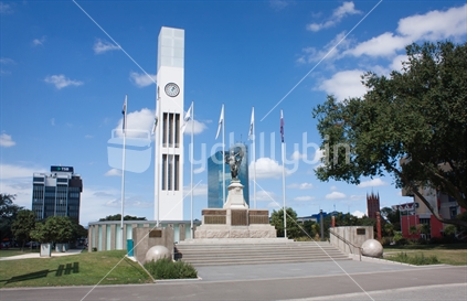 Palmerston North clock tower and Cenotaph