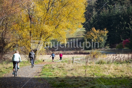 People out enjoying the autumn forest