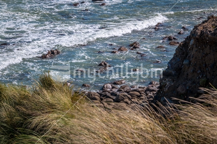 Waves crashing in along shore - taken from Opunake, Taranaki 