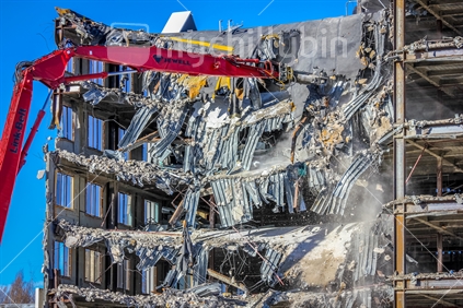 Demolition of buildings in the city of Christchurch after the two large earthquakes, building was taken down after being declared unsafe